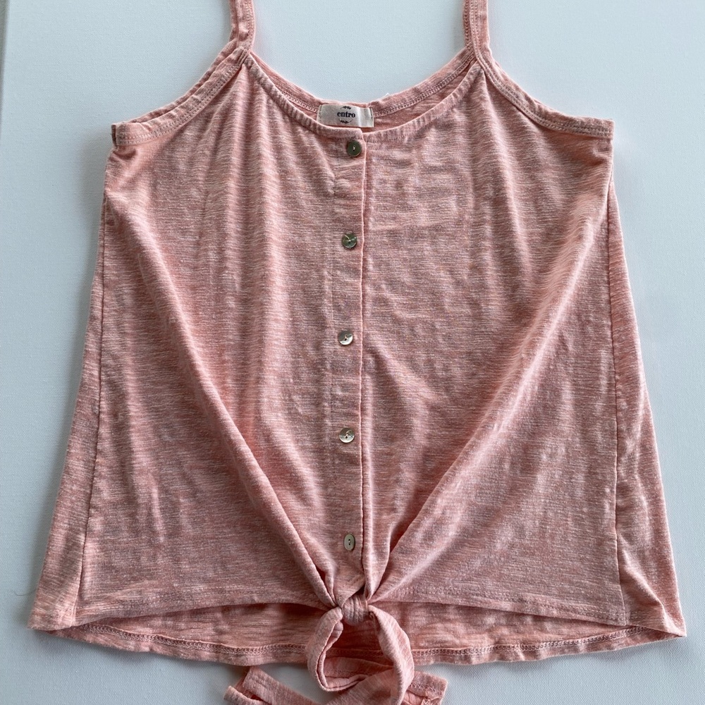 Entro Pink Sleeveless Tie Front Tank Top